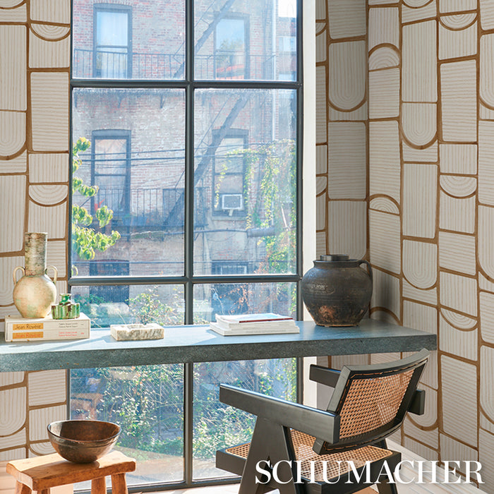 Schumacher X Backdrop Bloomsbury Teak Wallpaper Sample 5013686