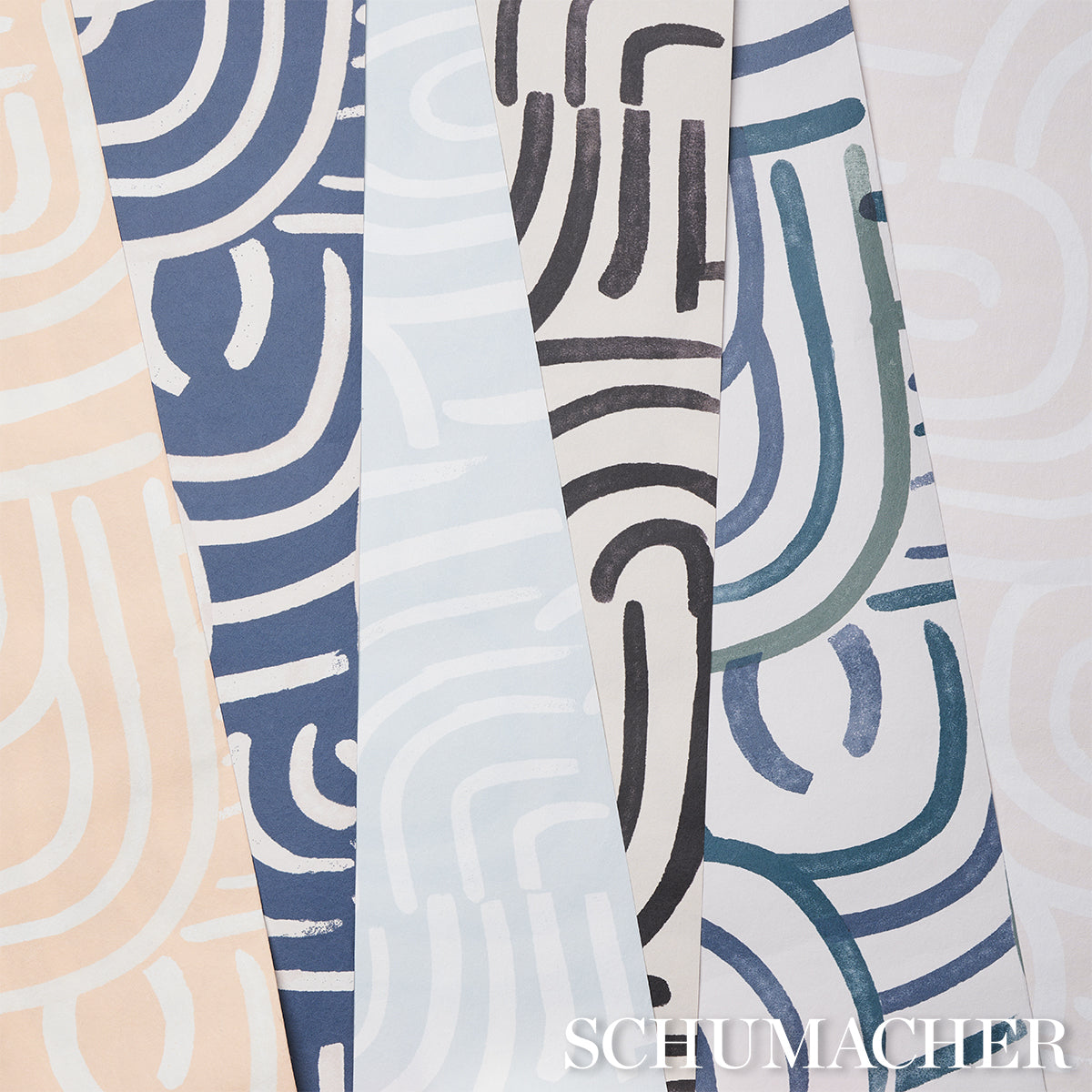 Schumacher New Beat Blue & Green Wallpaper Sample 5013690