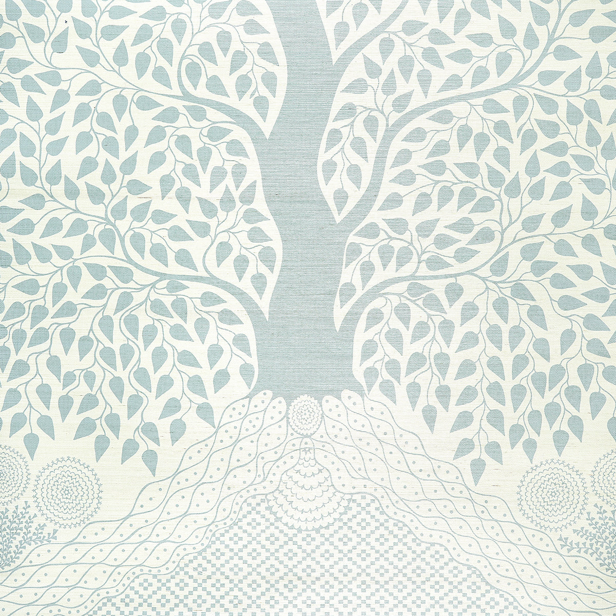 Schumacher Kayon Sisal Panel Soft Blue Wallpaper Sample 5013720