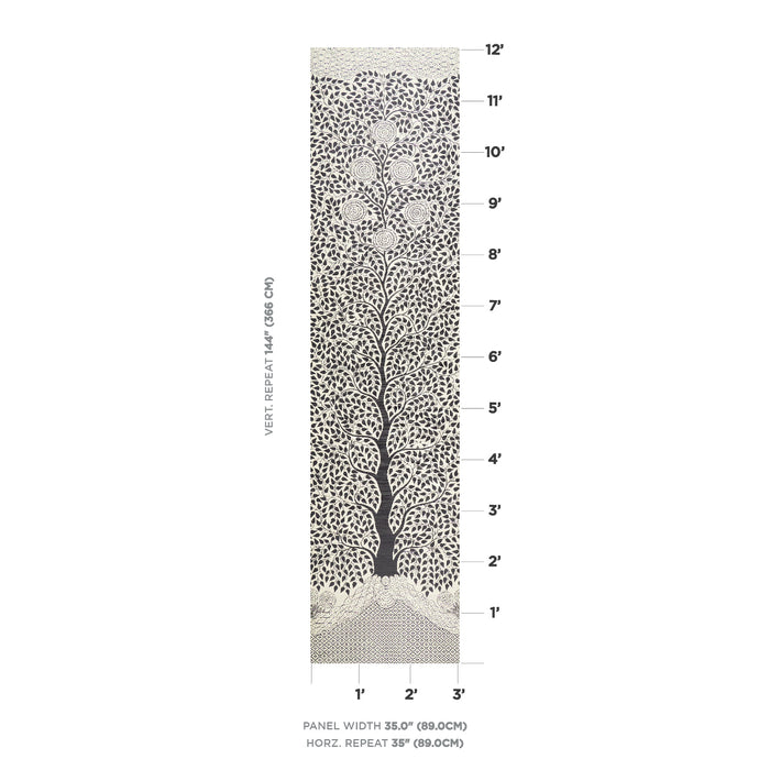 Schumacher Kayon Sisal Panel Black Wallpaper Sample 5013723