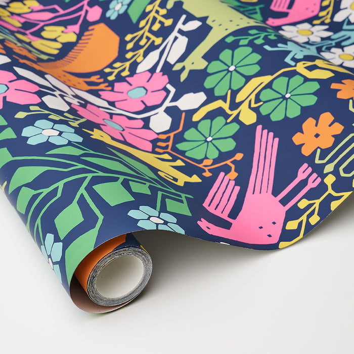 Schumacher Lupita Multi On Navy Wallpaper Sample 5013760