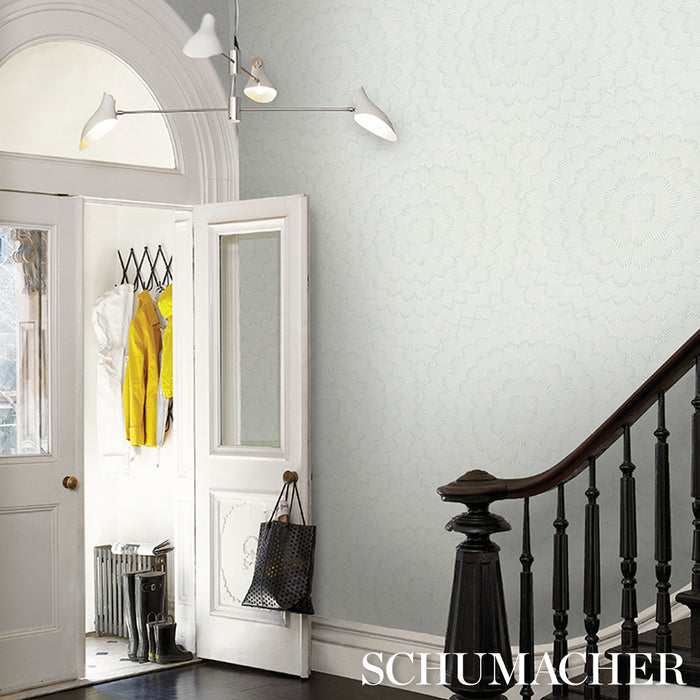 Schumacher Feather Bloom Seaglass Wallpaper Sample 5013822