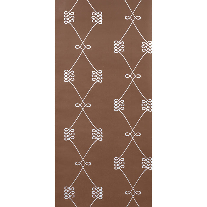 Schumacher Nicolette Silver On Brown Wallpaper 5013832