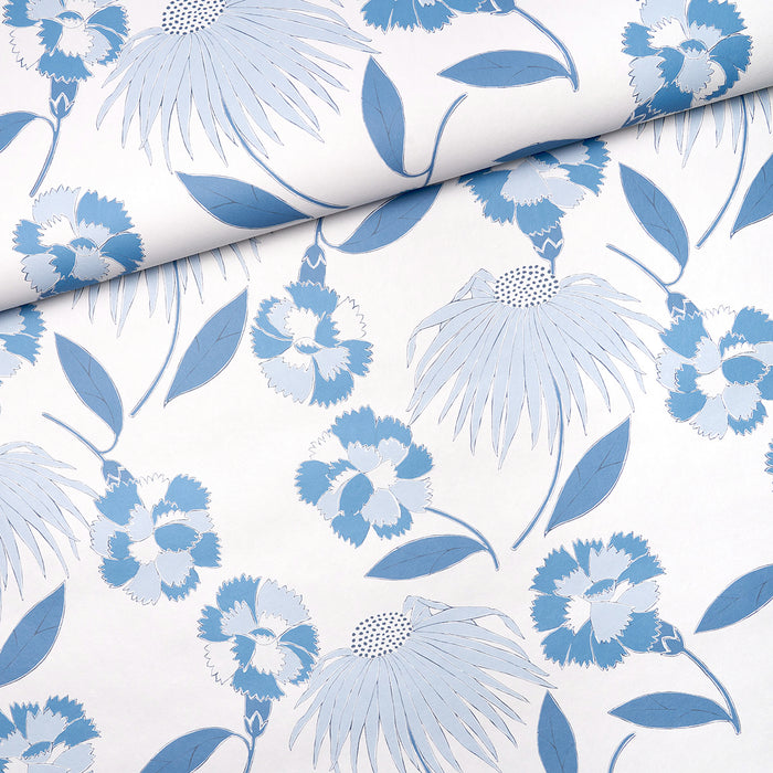 Schumacher Bouquet Toss Afternoon Blue Wallpaper Sample 5013841