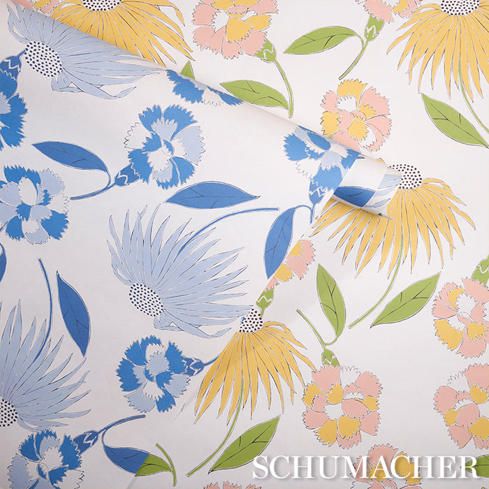 Schumacher Bouquet Toss Afternoon Blue Wallpaper Sample 5013841
