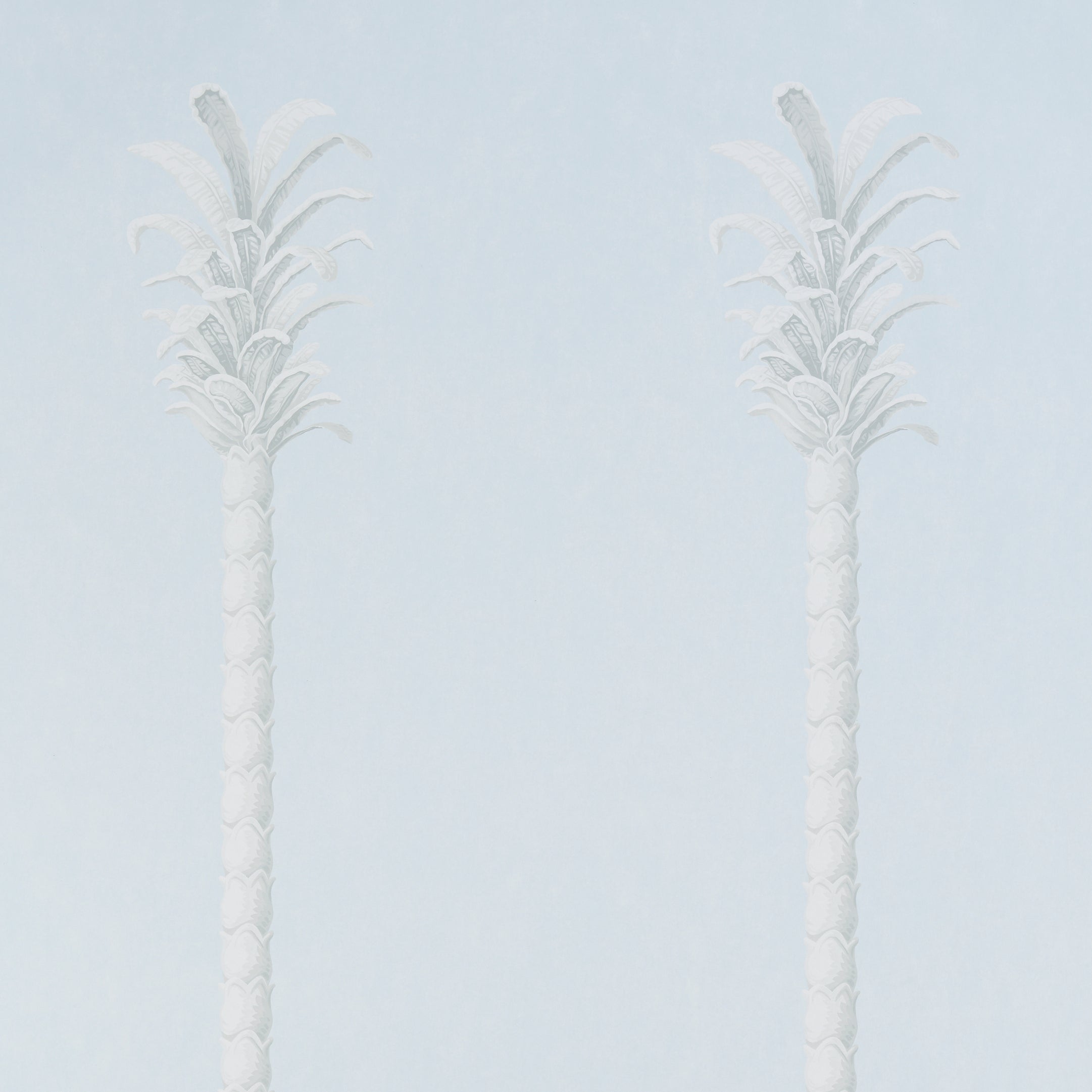 Schumacher Villa Palm Panel Blue Wallpaper Sample 5013880