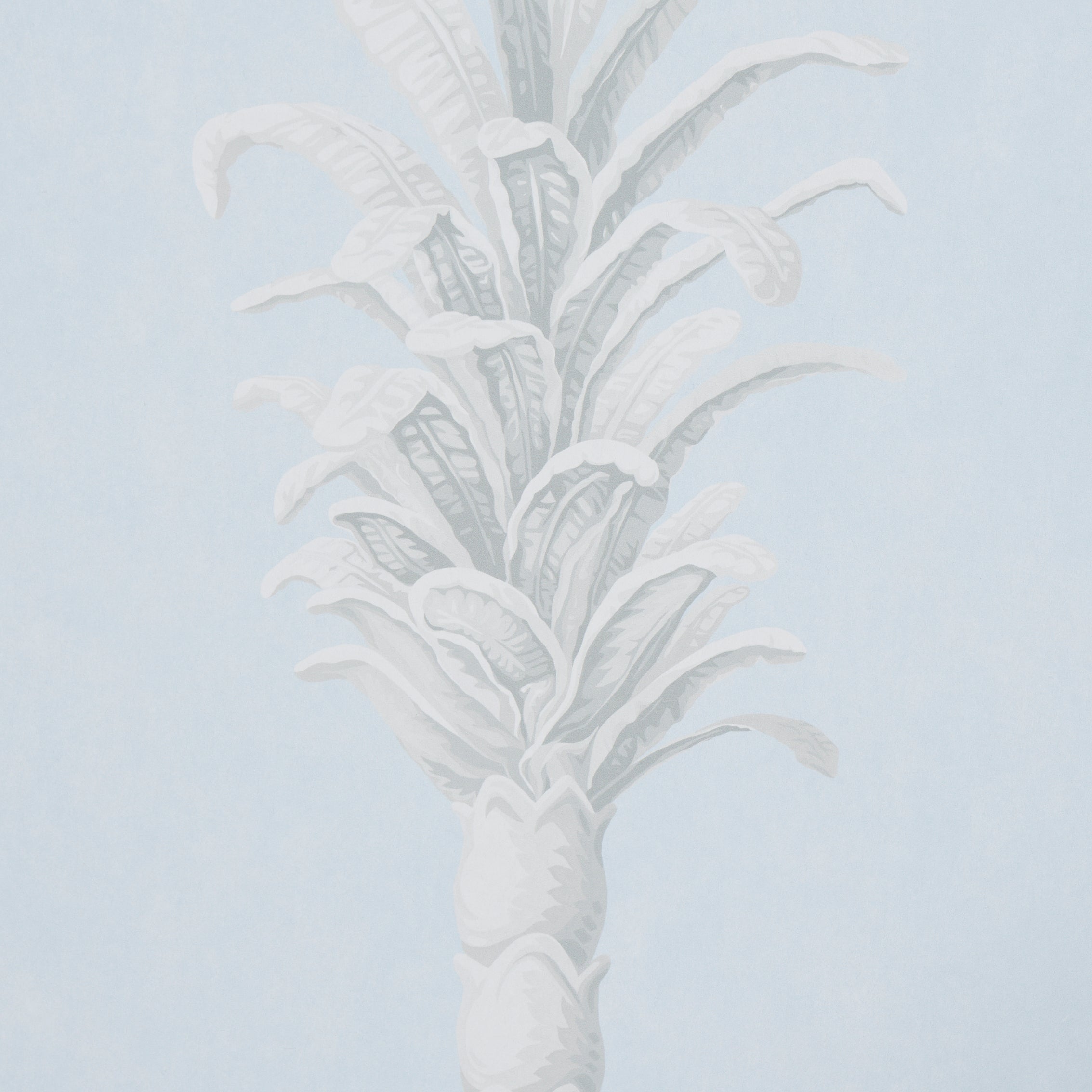 Schumacher Villa Palm Panel Blue Wallpaper Sample 5013880