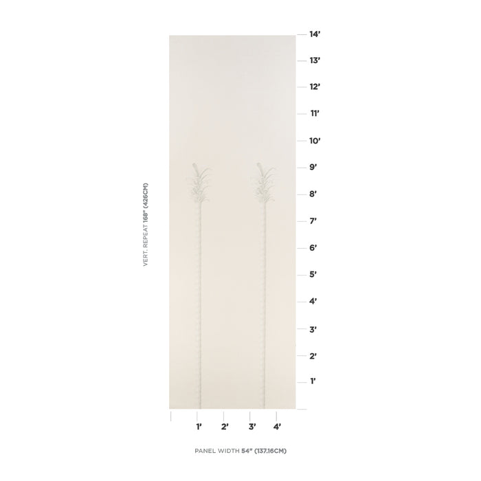 Schumacher Villa Palm Panel White/Ivory Wallpaper 5013881