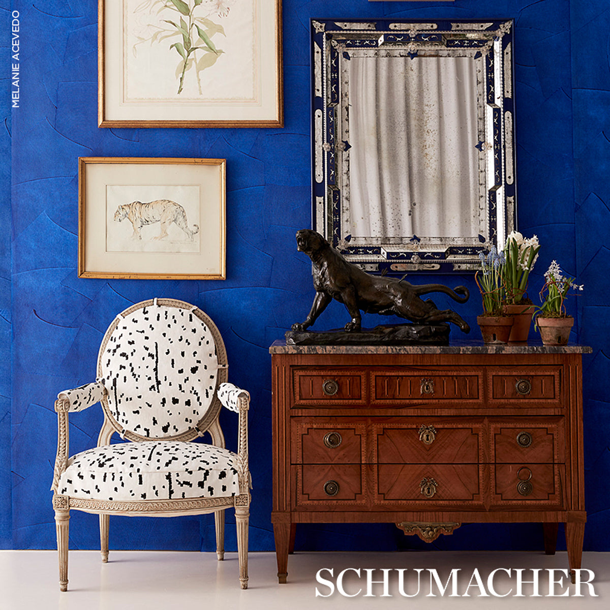 Schumacher Hand Combed Plaster Yves Blue Wallpaper Sample 5013950