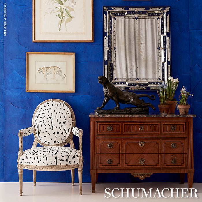 Schumacher Hand Combed Plaster Yves Blue Wallpaper Sample 5013950
