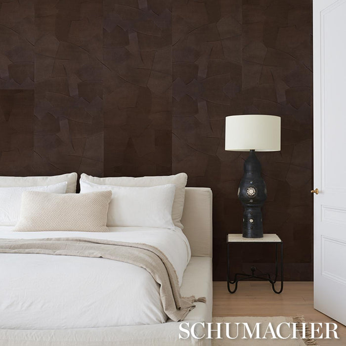 Schumacher Hand Combed Plaster Brown Wallpaper Sample 5013954