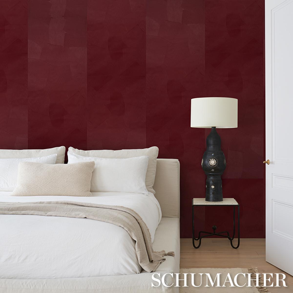 Schumacher Hand Combed Plaster Oxblood Wallpaper 5013955