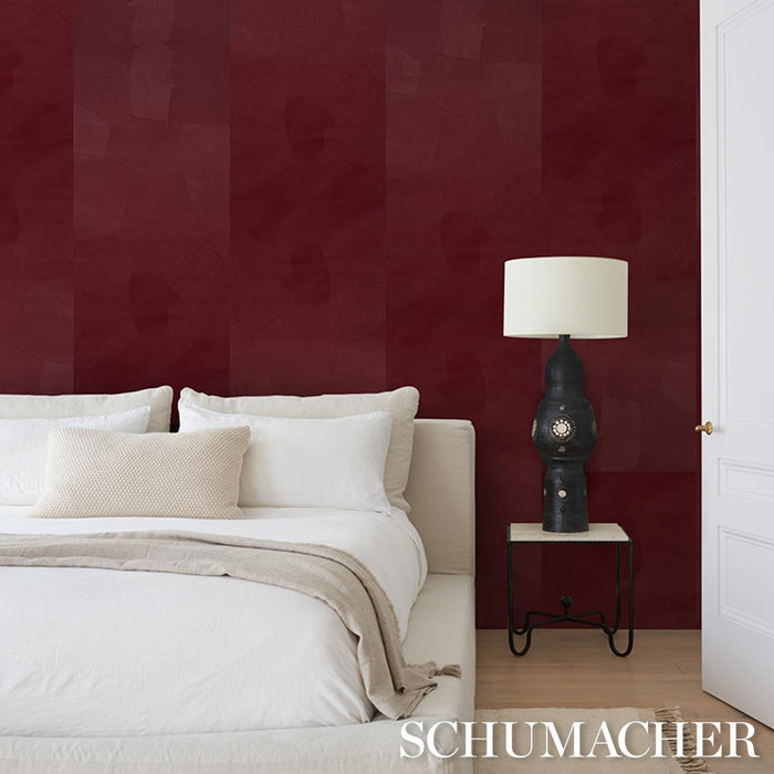 Schumacher Hand Combed Plaster Oxblood Wallpaper 5013955