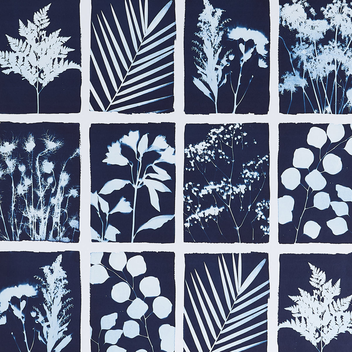 Schumacher Cyanotype Panel Indigo Wallpaper Sample 5013970