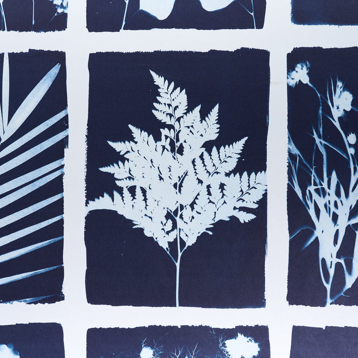 Schumacher Cyanotype Panel Indigo Wallpaper Sample 5013970