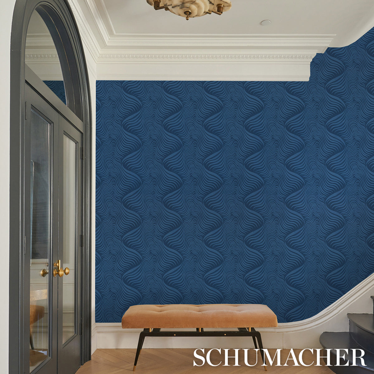 Schumacher Sauvage Navy Wallpaper Sample 5014152
