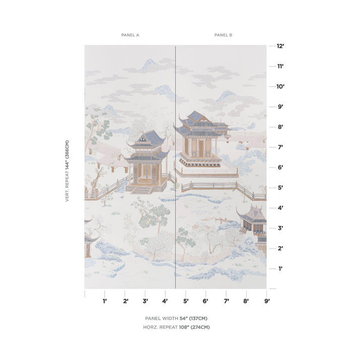 Schumacher Coromandel Panel Set Alabaster Wallpaper 5014160