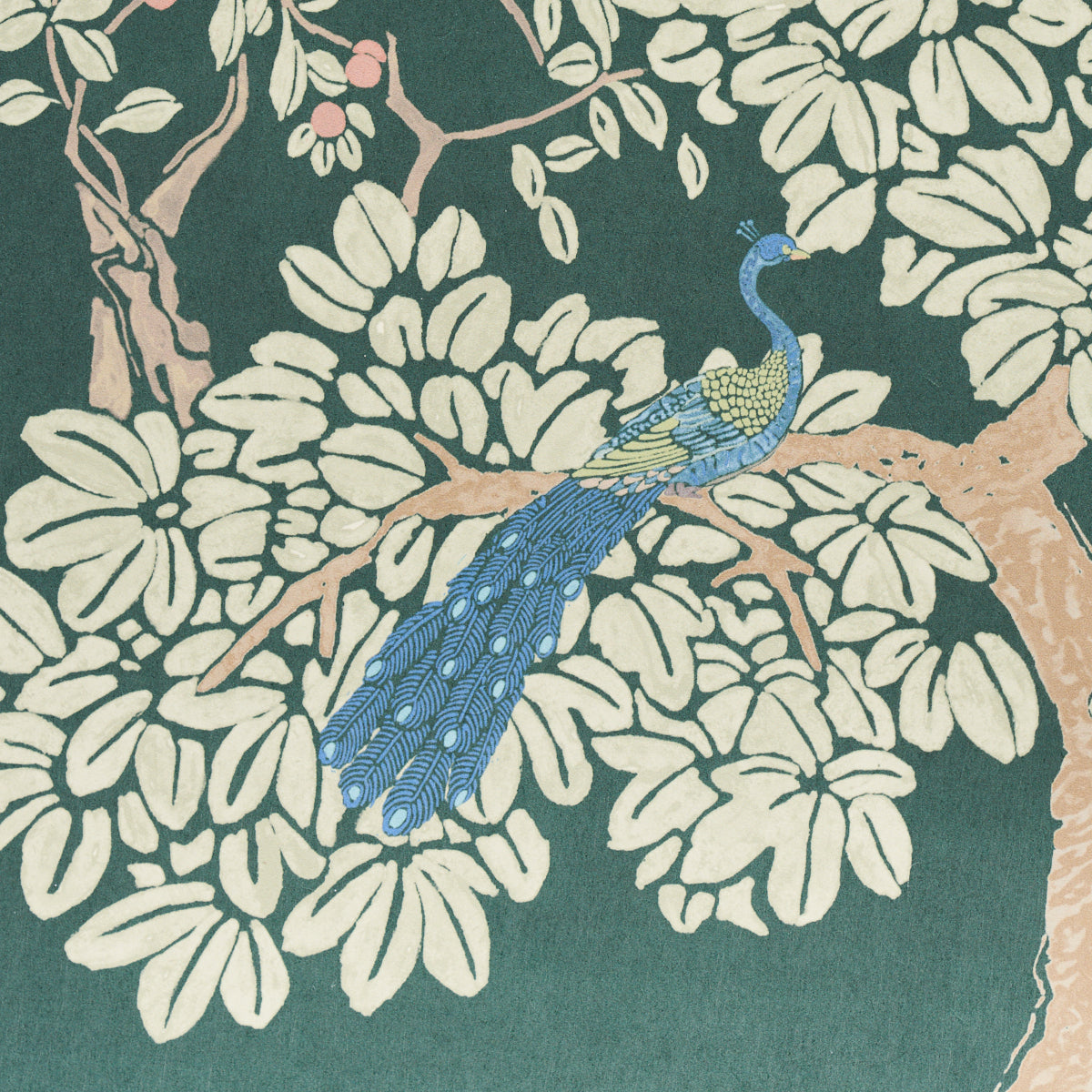 Schumacher Coromandel Panel Set Midnight Green Wallpaper Sample 5014162