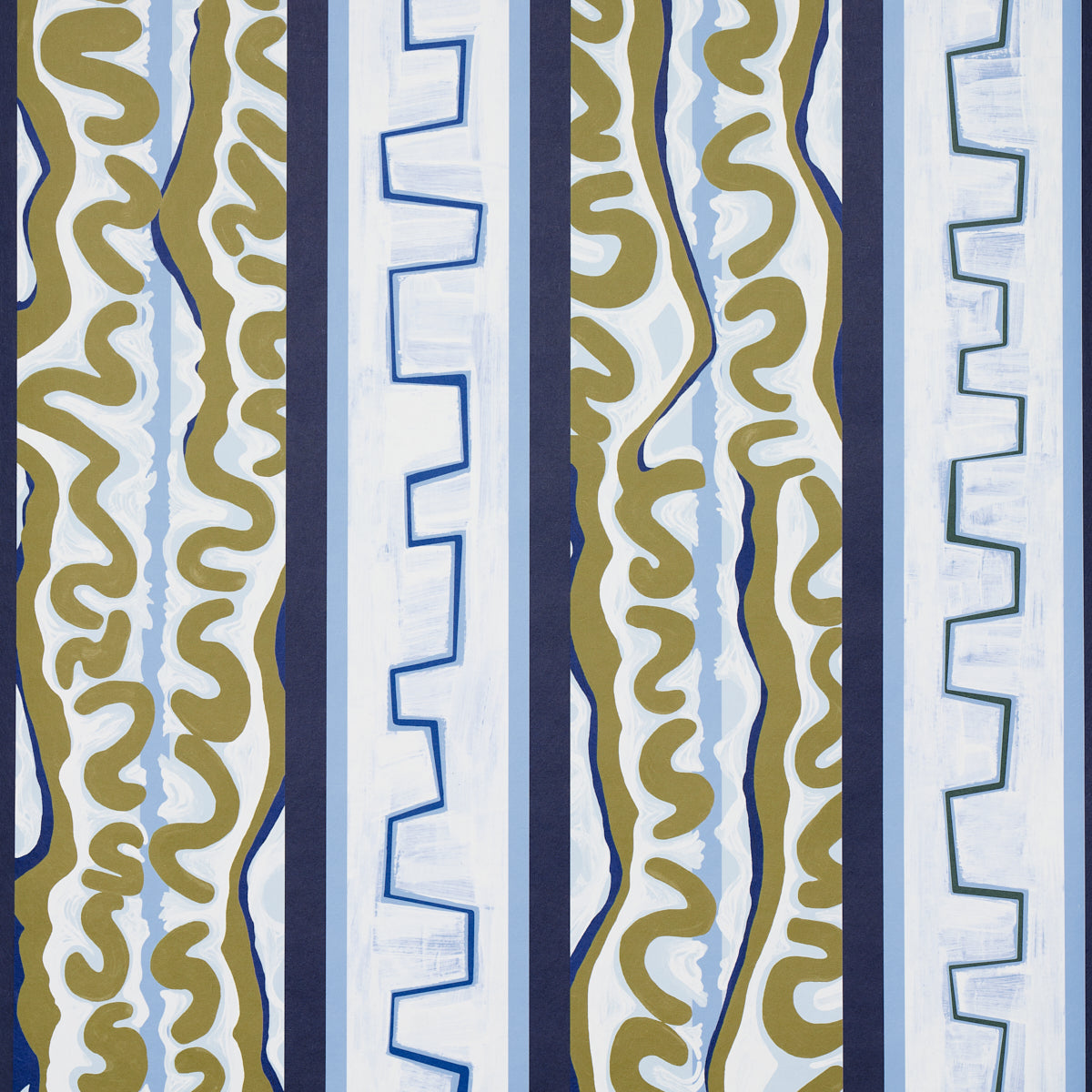 Schumacher Night At The Opera Deep Blue & Olive Wallpaper Sample 5014180