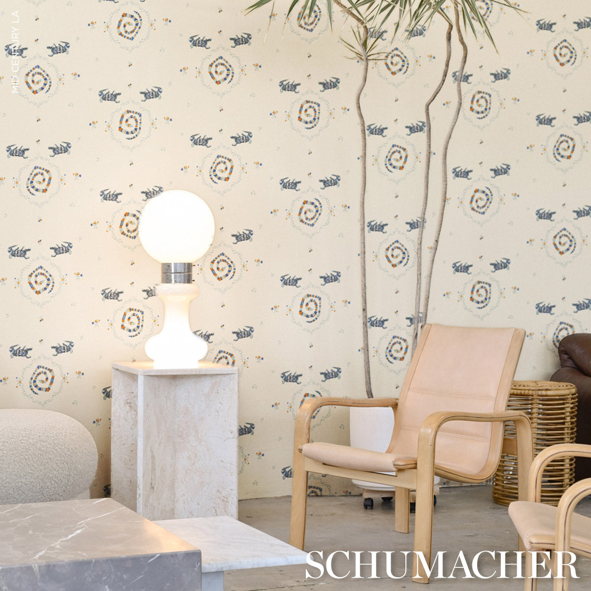 Schumacher Reptilia Warm Blue Wallpaper Sample 5014191