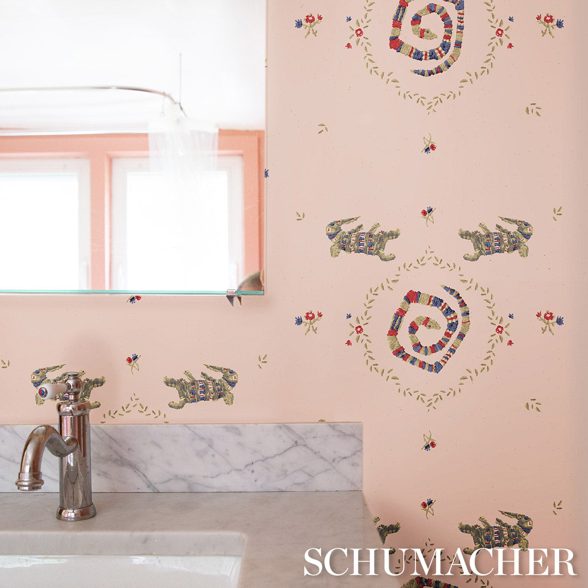 Schumacher Reptilia Muted Pink Wallpaper Sample 5014192