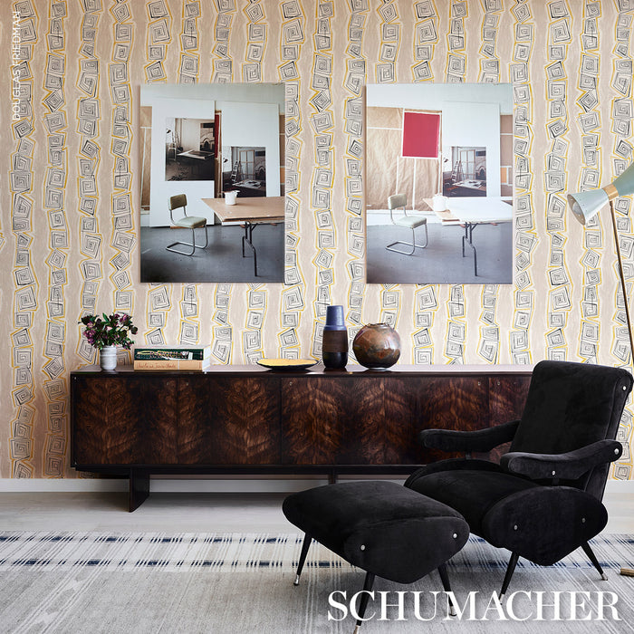 Schumacher Taboo Warm Beige Wallpaper Sample 5014210
