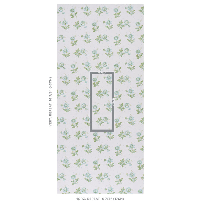 Schumacher Colline Leaf & Aqua Wallpaper Sample 5014221