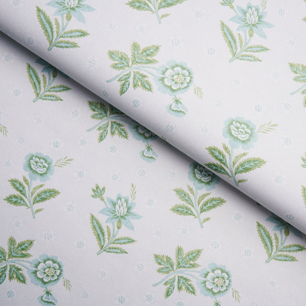 Schumacher Colline Leaf & Aqua Wallpaper Sample 5014221