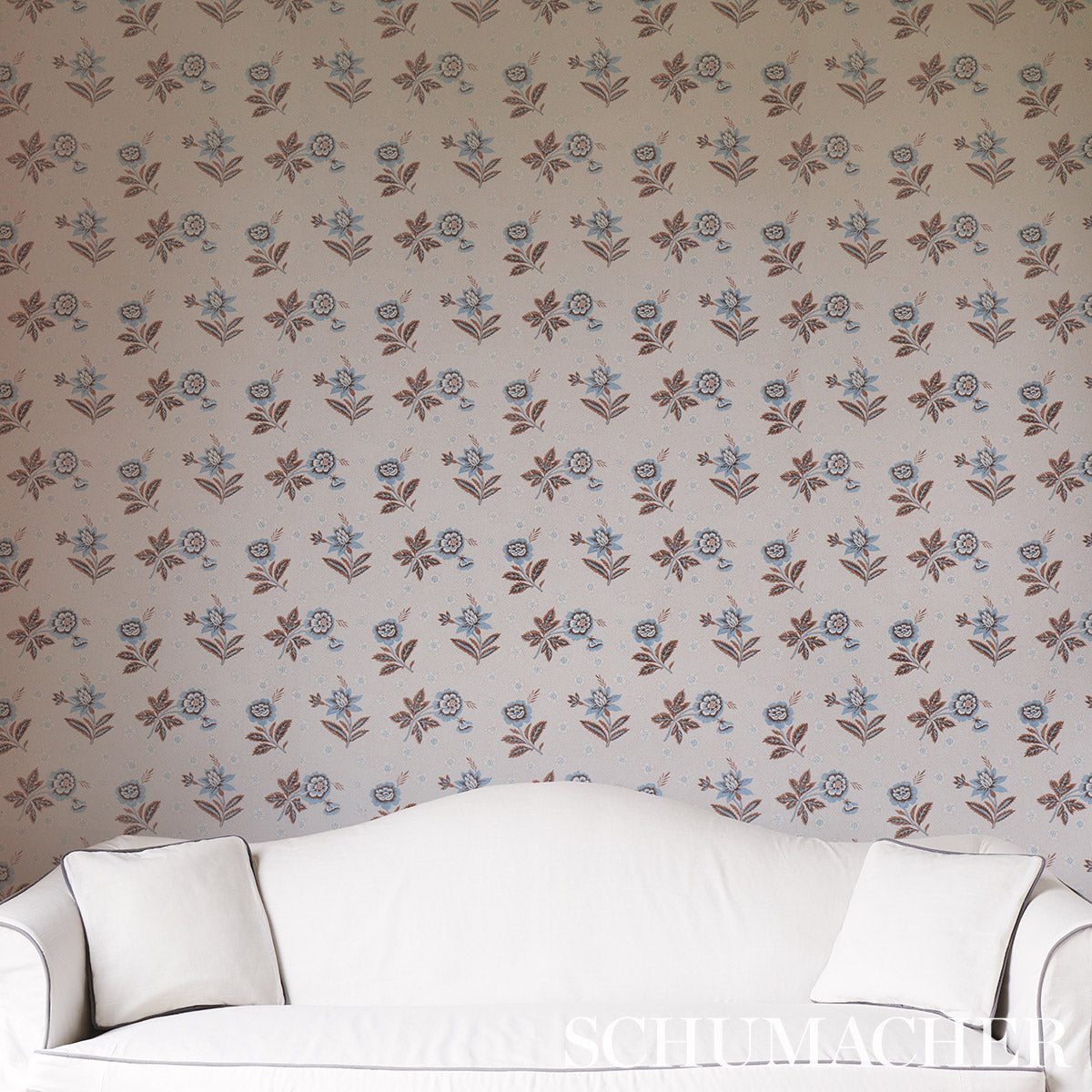 Schumacher Colline Delft & Sepia Wallpaper Sample 5014222