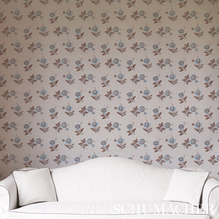 Schumacher Colline Delft & Sepia Wallpaper Sample 5014222