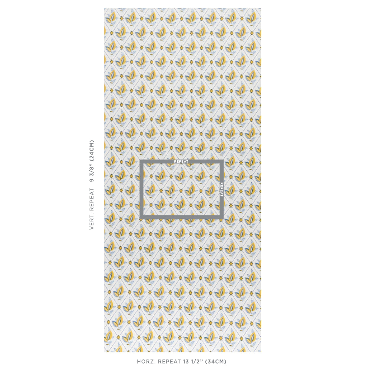 Schumacher Basile Trellis Yellow & Blue Wallpaper 5014230
