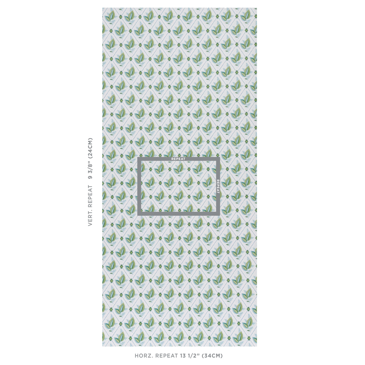 Schumacher Basile Trellis Leaf & Aqua Wallpaper Sample 5014231