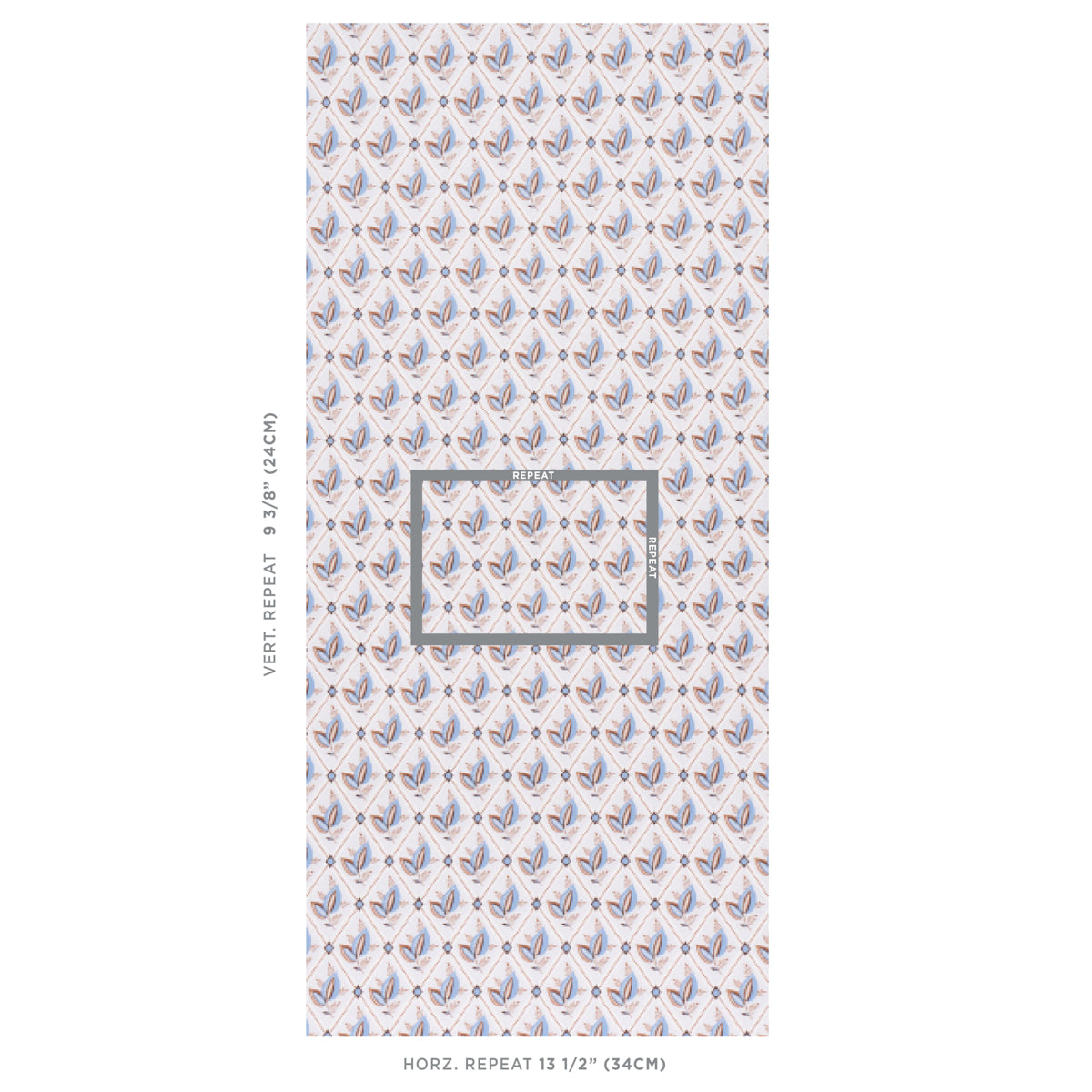 Schumacher Basile Trellis Delft & Sepia Wallpaper Sample 5014232