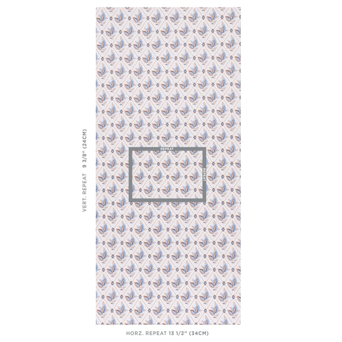 Schumacher Basile Trellis Delft & Sepia Wallpaper Sample 5014232