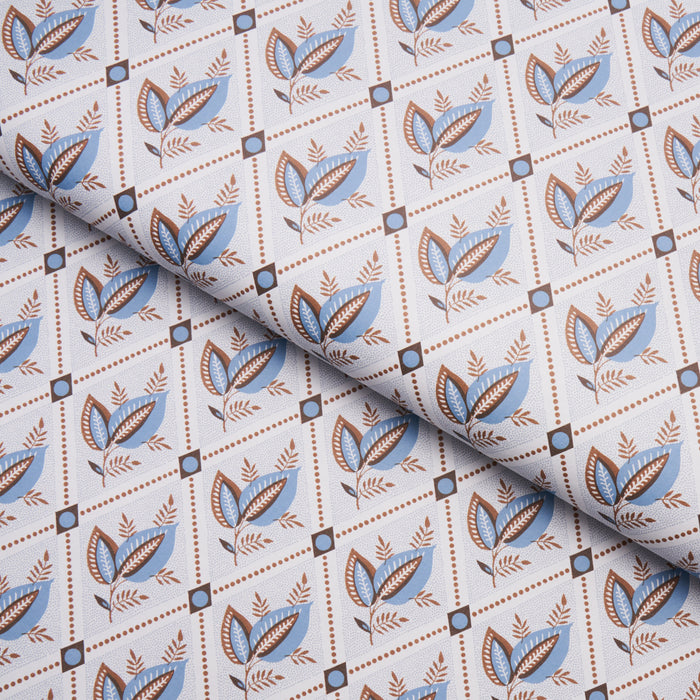 Schumacher Basile Trellis Delft & Sepia Wallpaper Sample 5014232