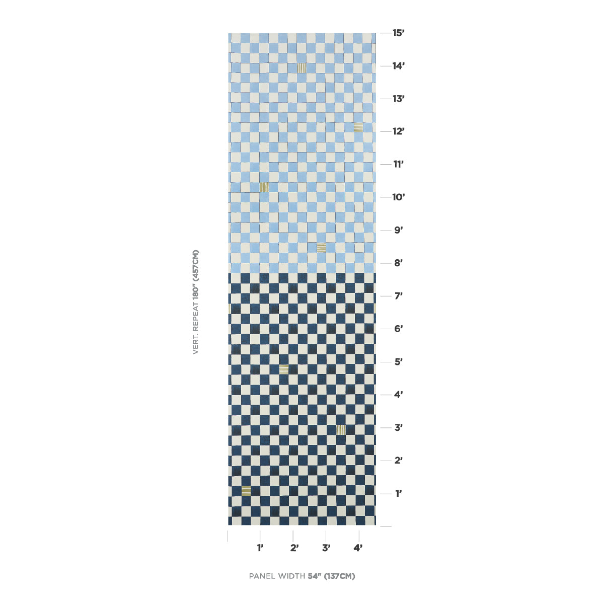 Schumacher Gambit Panel Sky & Deep Navy Wallpaper Sample 5014261