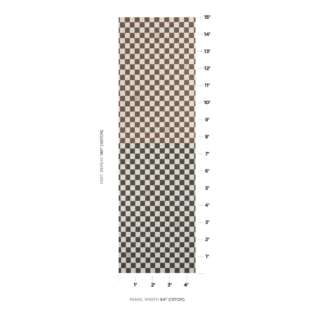 Schumacher Gambit Panel Cocoa & Charcoal Wallpaper Sample 5014263
