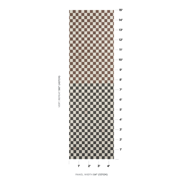 Schumacher Gambit Panel Cocoa & Charcoal Wallpaper Sample 5014263