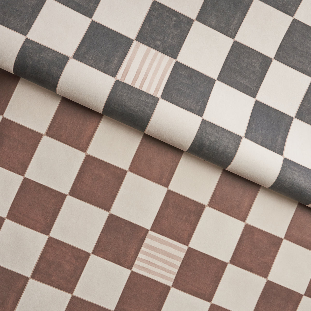 Schumacher Gambit Panel Cocoa & Charcoal Wallpaper Sample 5014263