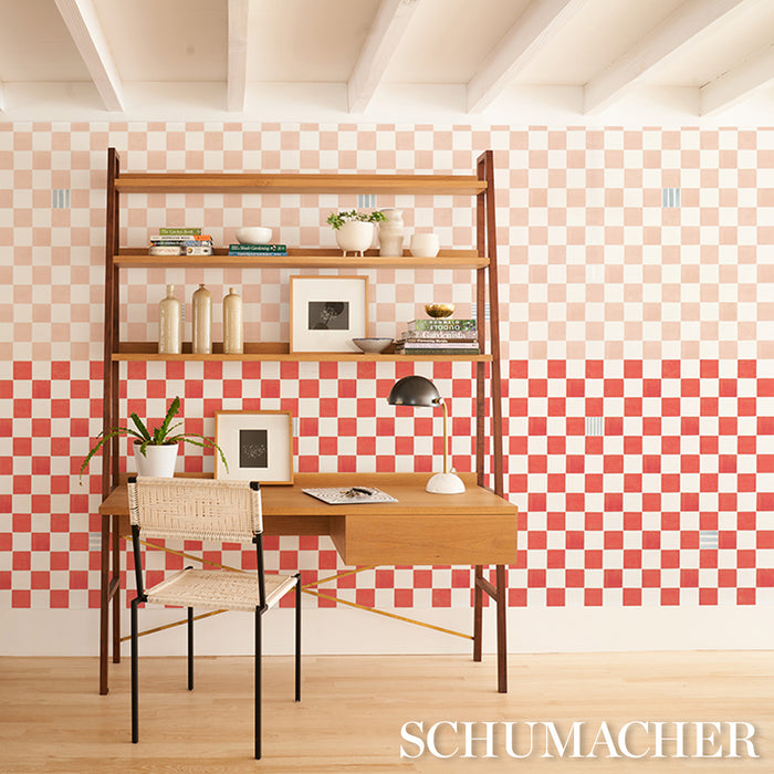 Schumacher Gambit Panel Earthy Pink & Red Wallpaper Sample 5014265
