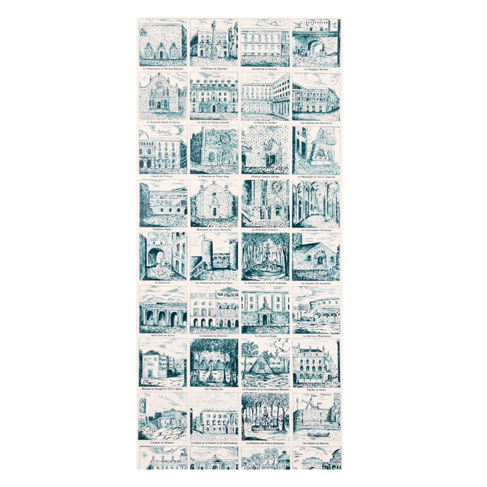 Schumacher Architecturra Teal Wallpaper Sample 5014272