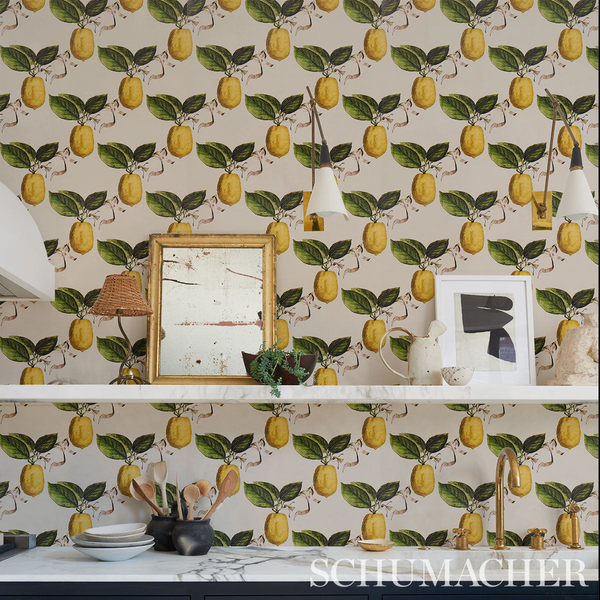 Schumacher Le Citron Natural Wallpaper Sample 5014282