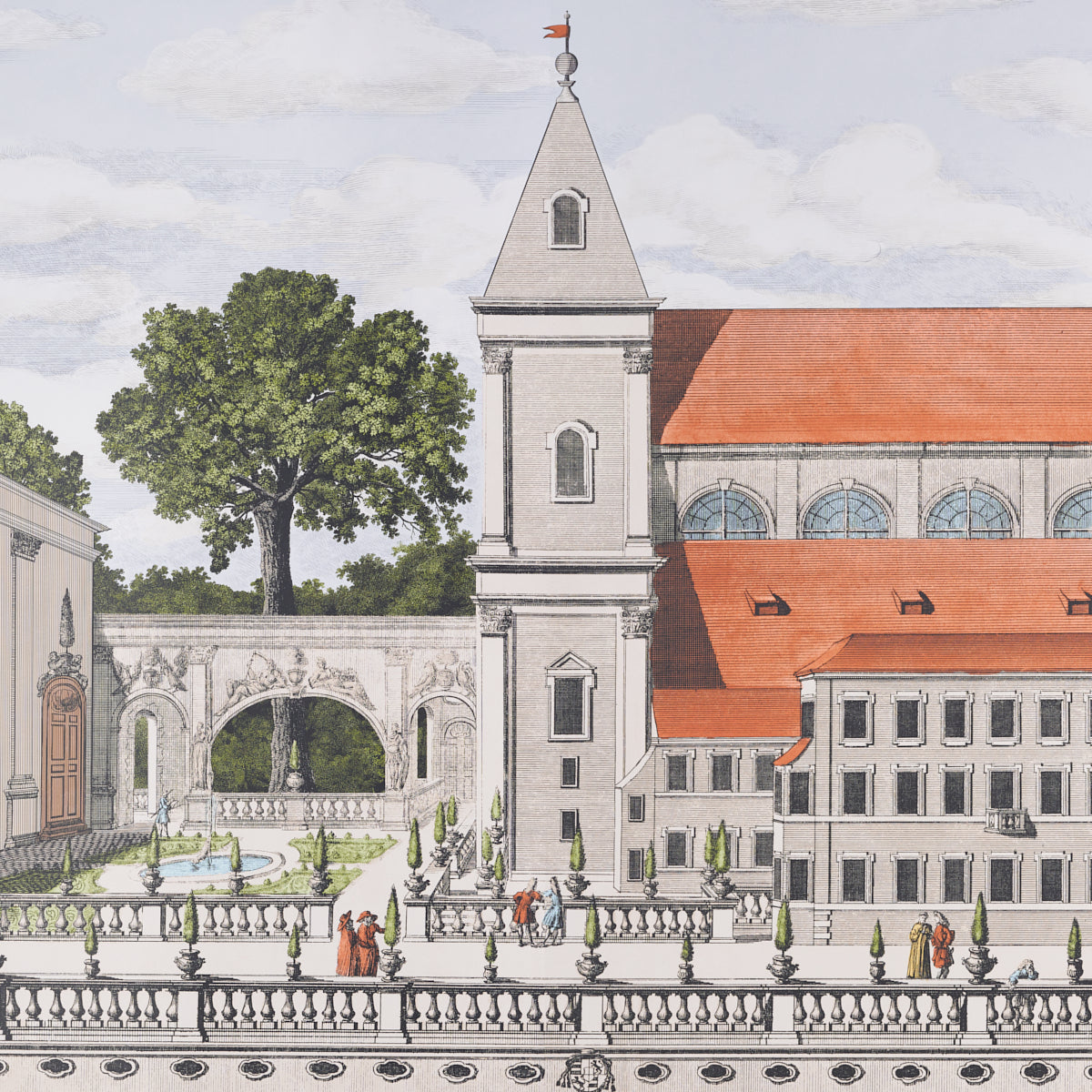 Schumacher Piazza Firenze Panel Set Document Wallpaper Sample 5014300