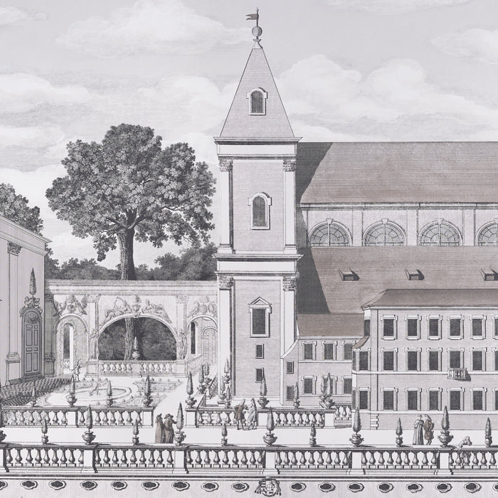 Schumacher Piazza Firenze Panel Set Grisaille Wallpaper Sample 5014301