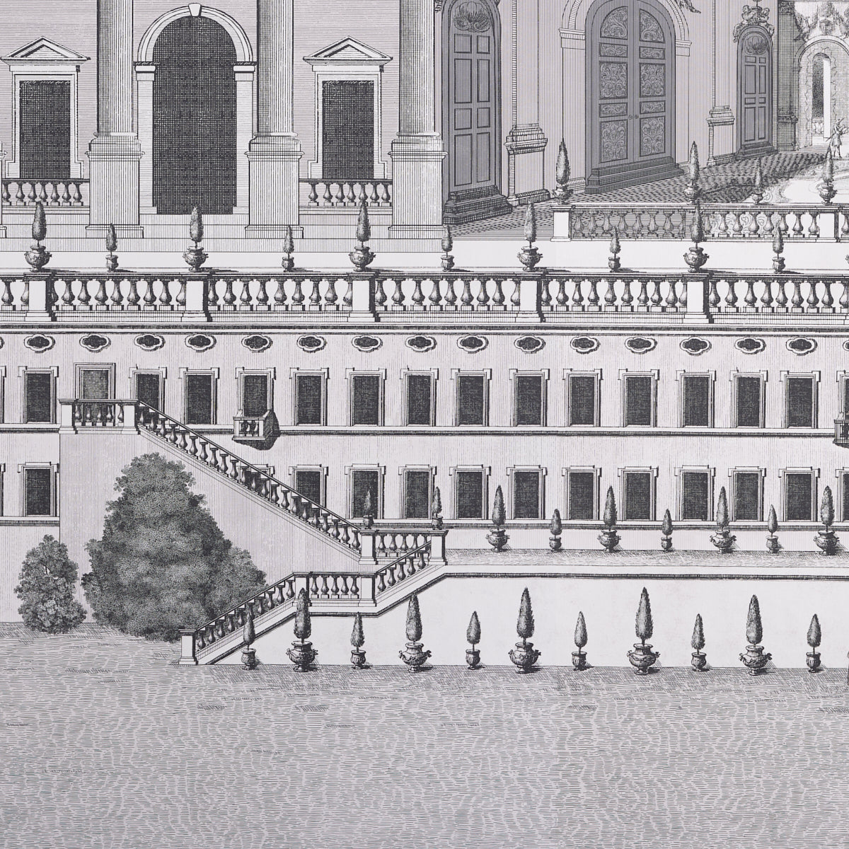 Schumacher Piazza Firenze Panel Set Grisaille Wallpaper Sample 5014301