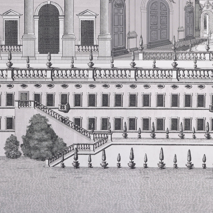 Schumacher Piazza Firenze Panel Set Grisaille Wallpaper Sample 5014301