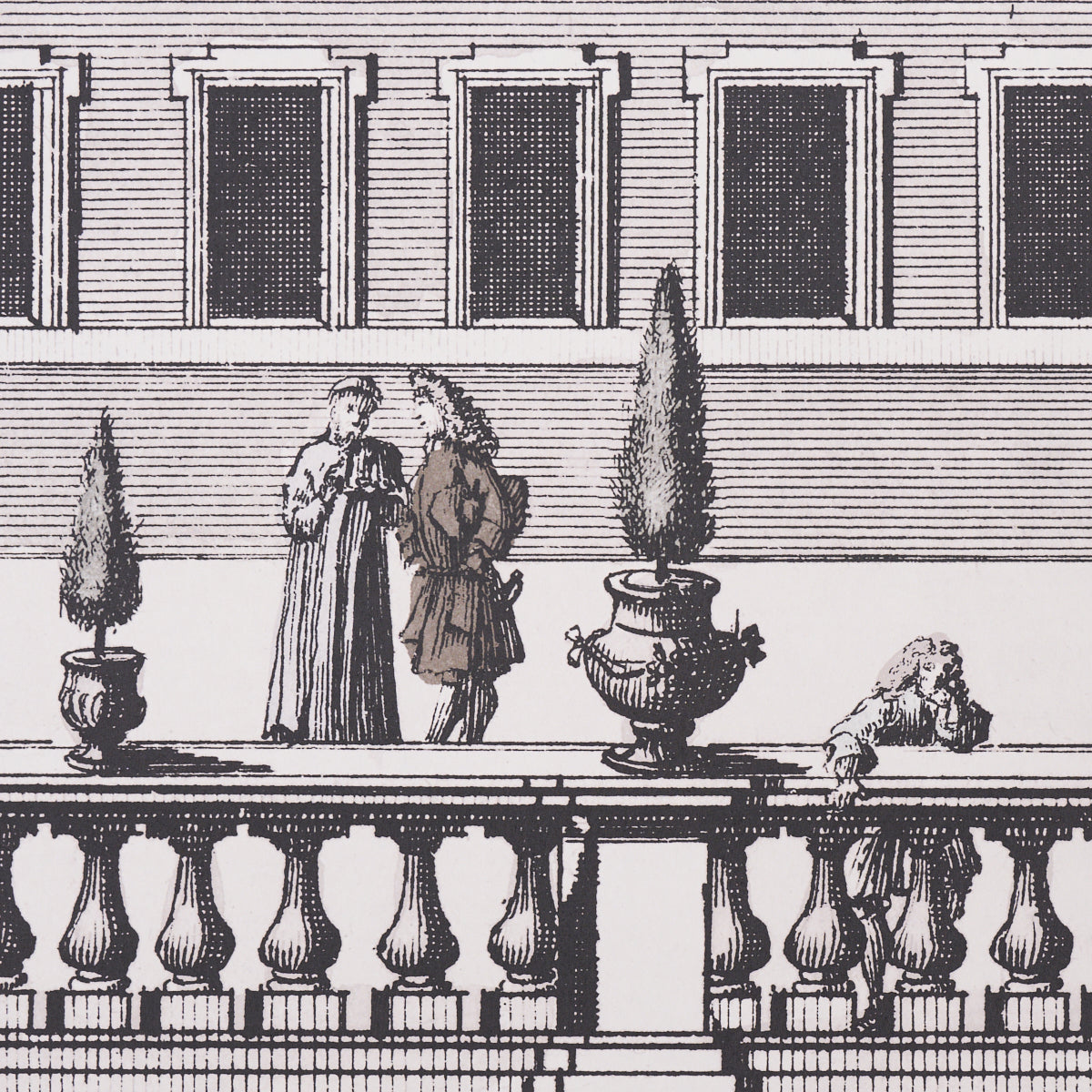 Schumacher Piazza Firenze Panel Set Grisaille Wallpaper Sample 5014301