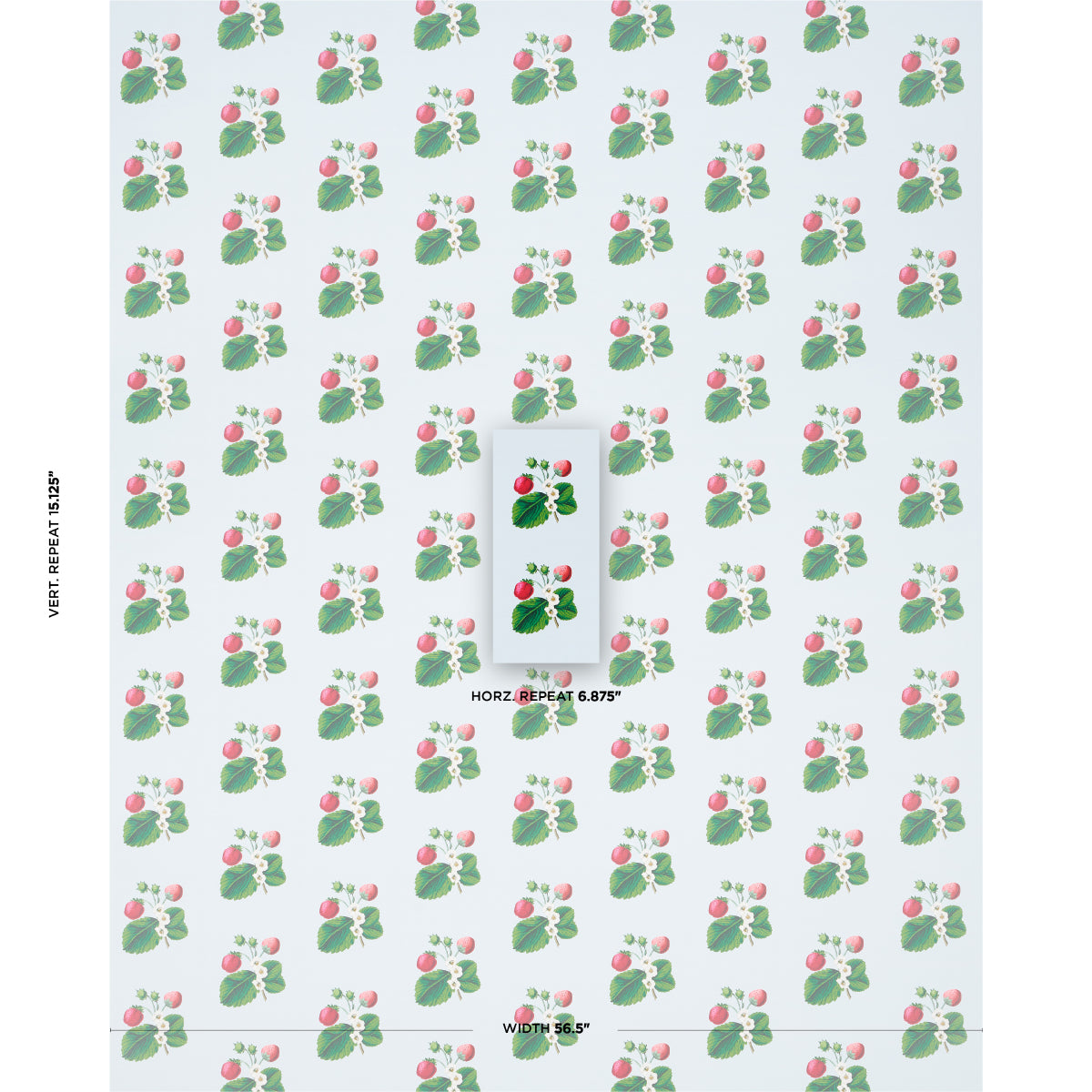 Schumacher Strawberry Hill Blue Wallpaper Sample 5014321