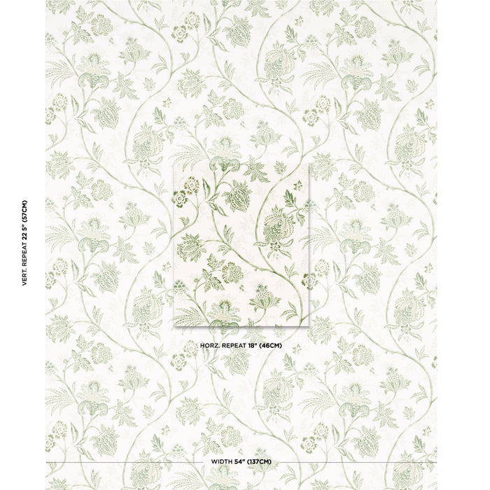 Schumacher Chinoiserie Vine Leaf Green Wallpaper 5014351