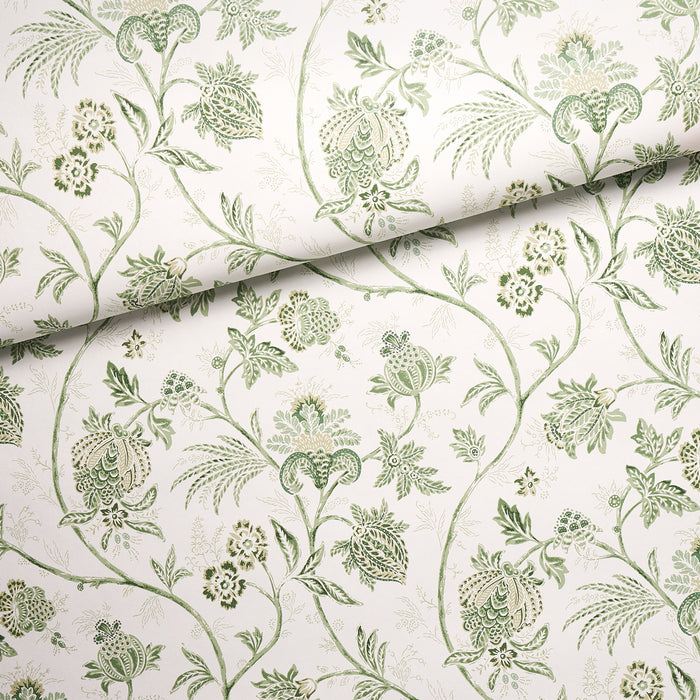 Schumacher Chinoiserie Vine Leaf Green Wallpaper Sample 5014351
